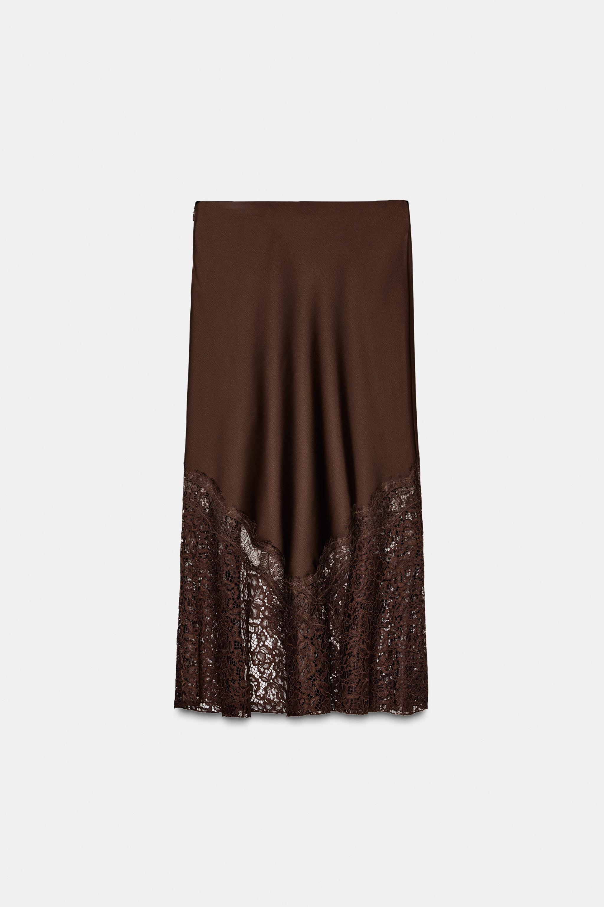 SATIN EFFECT LACE SKIRT ZW COLLECTION